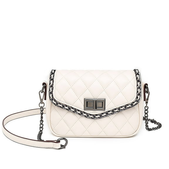 RUNSOON Quilted Crossbody Bags Purse for Women Trendy Cross Body Bag Shoulder Handbags, White