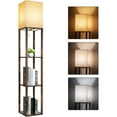thumbnail image 1 of RUNTOP Floor Lamp with Shelves, Modern Shelf Lamp for Display Storage, 3 Color Temperature Wood Narrow Standing Corner Lamp with 8W Bulb for Living Room Decor, Bedroom, Office, Home Decor(Brown), 1 of 8