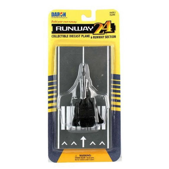 Lockheed SR-71 Blackbird Aircraft Black "United States Air Force" with Runway Section Diecast Model Airplane by Runway24