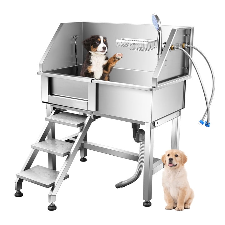 RUNWIN 34 inch Dog wash tub for Small Dogs, Stainless Steel Dog Washing