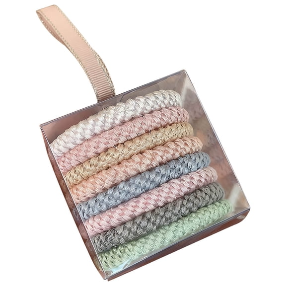 RUNha 16PCS Elastic Mixed Color for Women, Cotton Bands Soft Woven Ponytail Holders for Thick Hair and Curly Hair, No Damage Hair Tie Bracelets Stretch Hair Bobbles
