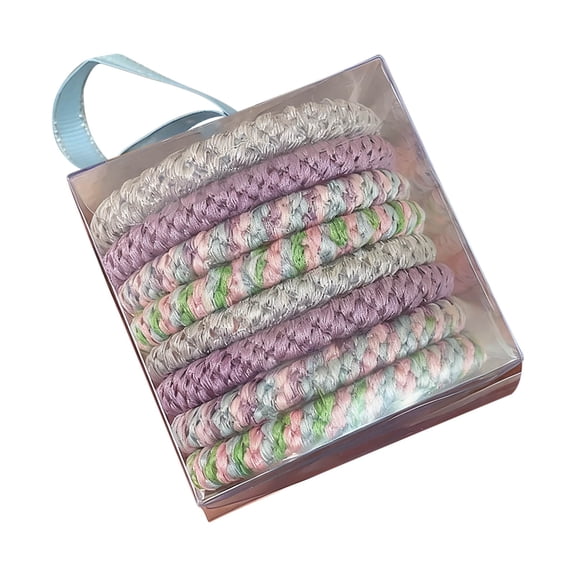 RUNha 8PCS Elastic Mixed Color for Women, Cotton Bands Soft Woven Ponytail Holders for Thick Hair and Curly Hair, No Damage Hair Tie Bracelets Stretch Hair Bobbles