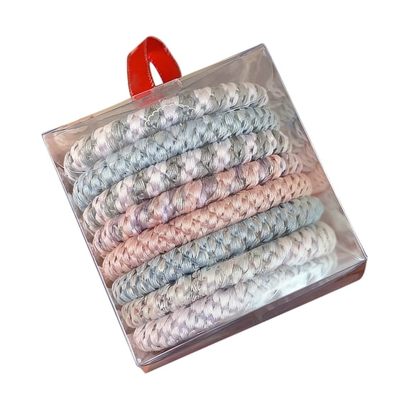 RUNha 8PCS Elastic Mixed Color for Women, Cotton Bands Soft Woven Ponytail Holders for Thick Hair and Curly Hair, No Damage Hair Tie Bracelets Stretch Hair Bobbles