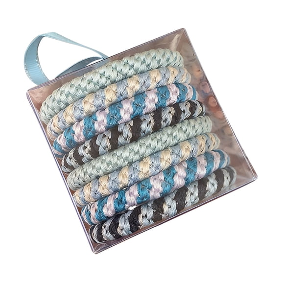 RUNha 8PCS Elastic Mixed Color for Women, Cotton Bands Soft Woven Ponytail Holders for Thick Hair and Curly Hair, No Damage Hair Tie Bracelets Stretch Hair Bobbles