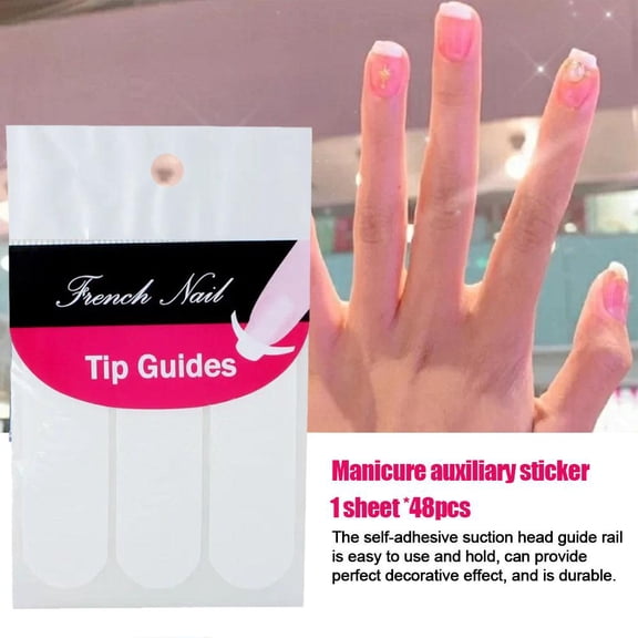 RUOYING 48 Pcs French Manicure Nail Art Tips Form Guide Sticker Polish DIY Stencil- G9C0