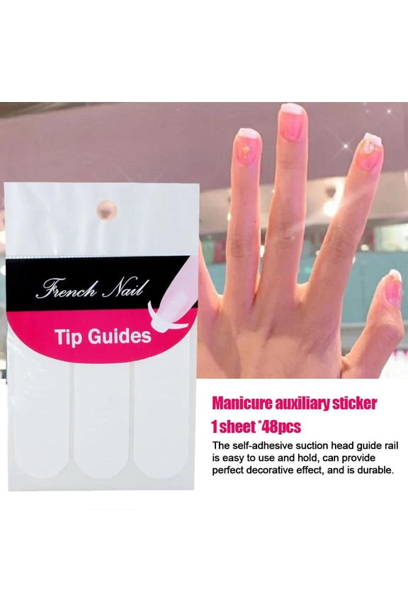 48 Pcs French Manicure Nail Art Tips Form Guide Sticker Polish DIY Stencil- G9C0