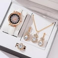 thumbnail image 1 of RUOYING 4pcs/set Watches Women Leather Band Casual Women's WristWatch Bracelet Gift/Y, 1 of 1
