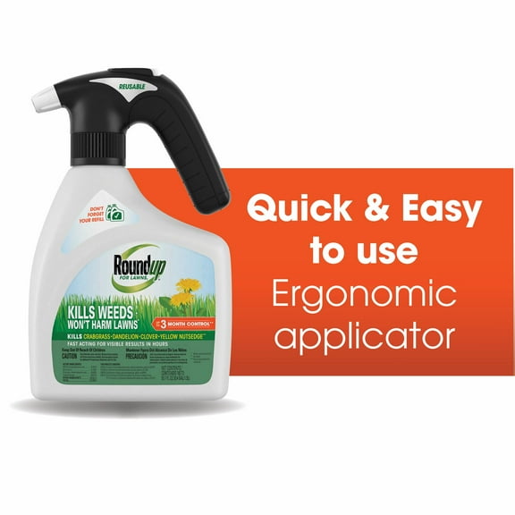 Roundup For Lawns1 with QuickHand Sprayer, Weed Killer for Use on Northern Grasses, 1.5L