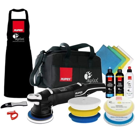 RUPES LHR15 Mark III Buffer Polisher for Car Detailing, Orbital Cleaner, Car Cleaning Tool for Washing, with Polisher, Compound, Foam, Wool & Claw Pad, Cable Clamp & Towels (Complete Kit)