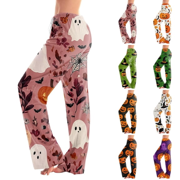 RUPKUL Breathable Halloween Pants Women Casual Adult Costumes Style Cozy Nightwear Women's Pajama Bottoms Long, Yellow, XXL