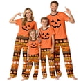 thumbnail image 1 of RUPKUL Family Halloween Pajamas Matching Sets Jack O Lantern Pumpkin Face Short Sleeve Shirt Striped Pumpkin Pants Halloween Family Outfits, 1 of 4