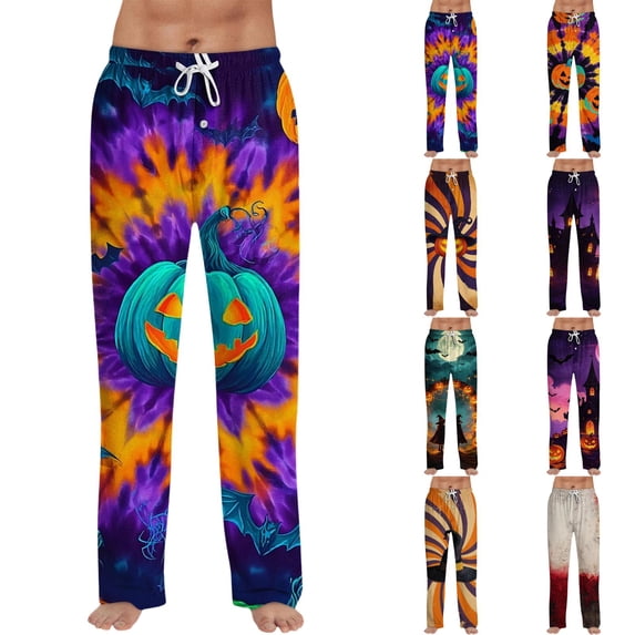 RUPKUL Mens Pajama Pants Drawstring Halloween Pjs Men Comfy Lounge Pants Men Loose Fit Adult Costumes Style Sleepwear, XXXL