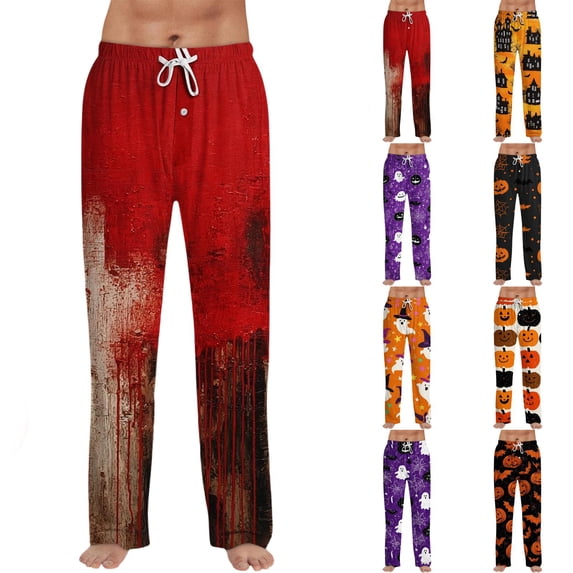 RUPKUL Soft Halloween Pajama Pants Drawstring Pajamas for Men Casual Mens Lounge Pants Comfy Sleep Pants for Men, XXXL