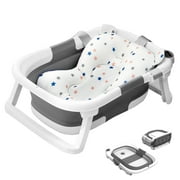 Rupoun Baby Bathtub, Collapsible for Newborn Boys and Girls, Foldable Baby Bathtubs, Gray, Plastic
