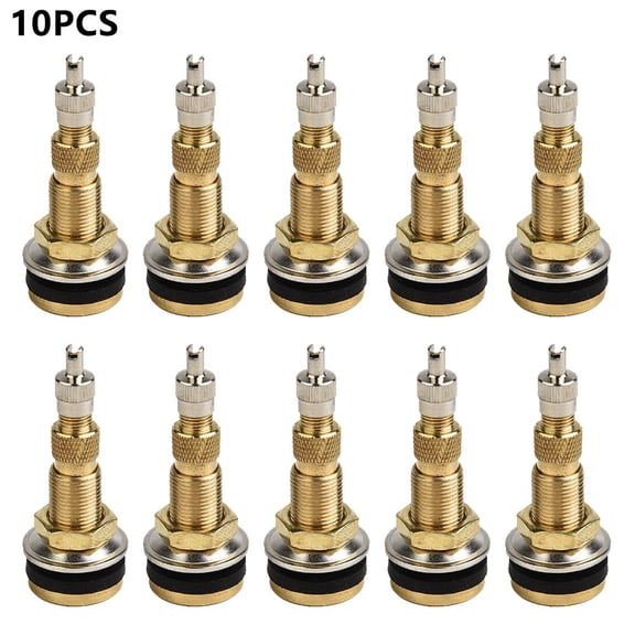 RUQLKF 10pcs Air Liquid Tubeless Tire Valve Stem Brass 1 7/8in TR618A For Tractor Fits For 5/8" Rim Hole Tyre Valves
