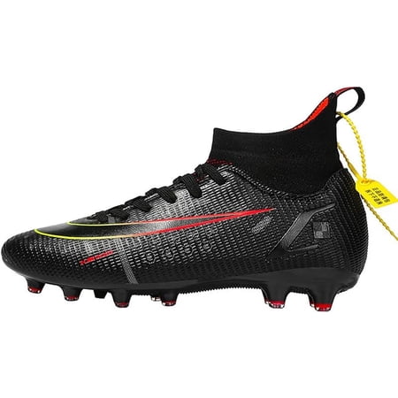 RURAN Men's Soccer Shoes Football Cleats with Lace-Up High-Tops Non-Slip Spikes