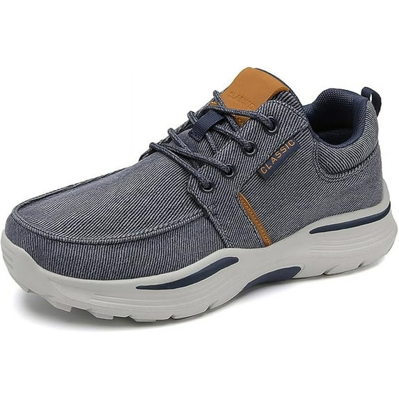 RURAN Mens Canvas Wide Width Walking Sneakers,Casual Non Slip Lightweight Arch Support Fashion Sneakers Boat Shoes Orthopedic Shoes