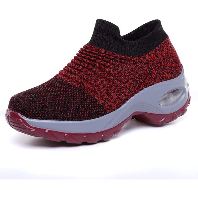 RURAN Womens Slip on Walking Shoes Breathable Non Slip Work Shoes Comfortable Air Cushion Orthopedic Sneakers with Arch Support