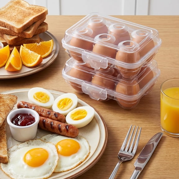 RUREN Egg Holder for Fridge, 6 Grid Egg Storage Box, Camping Egg Carrier Container