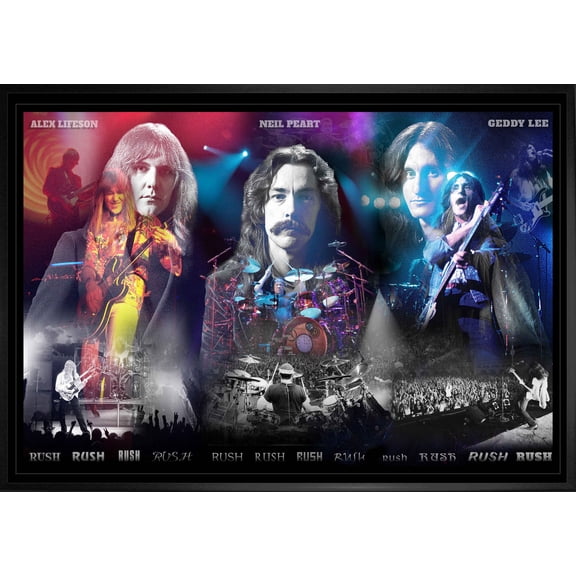 RUSH Framed 20x29 Band Collage Canvas