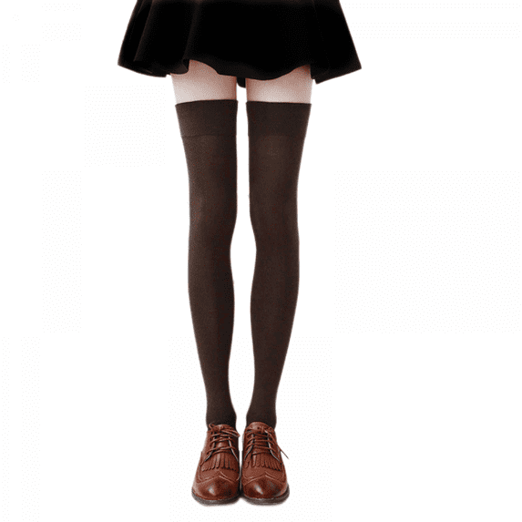 RUSH Womens Thigh High Socks Cotton Striped Over the Knee Socks Long Knee High Socks for Women Brown