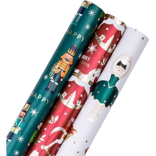 RUSPEPA Christmas Wrapping paper - Brown Kraft Paper with Black Christmas  Elements Print Paper - 4 Roll-30Inch X 10Feet Per Roll