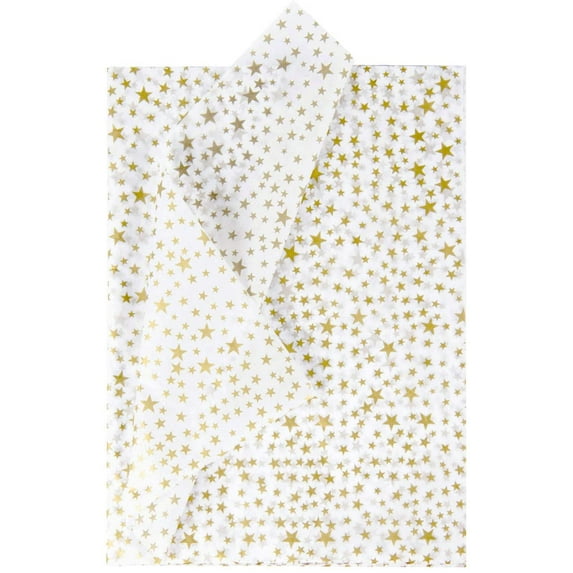 RUSPEPA Gift Wrapping Tissue Paper - Metallic Gold Star Print Tissue Paper Bulk for Gift Wrap, Art Crafts, DIY, Pack Bags - 19.5 x 27.5 inches - 25 Sheets
