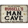thumbnail image 1 of RUSSELL'S Man Cave Sign Rustic Garage Decor Gift 12x18 Metal 112180035085, 1 of 1