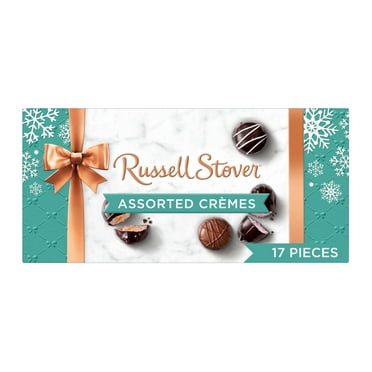 RUSSELL STOVER Christmas Assorted Crèmes in Milk & Dark Chocolate Gift Box, 9.4 oz. (17 Pieces)