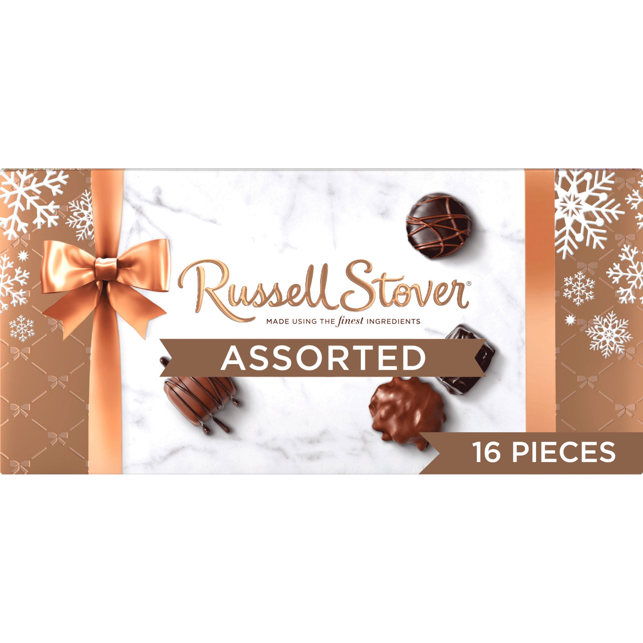 RUSSELL STOVER Christmas Assorted Milk & Dark Chocolate Gift Box, 9.4 oz. (16 pieces)