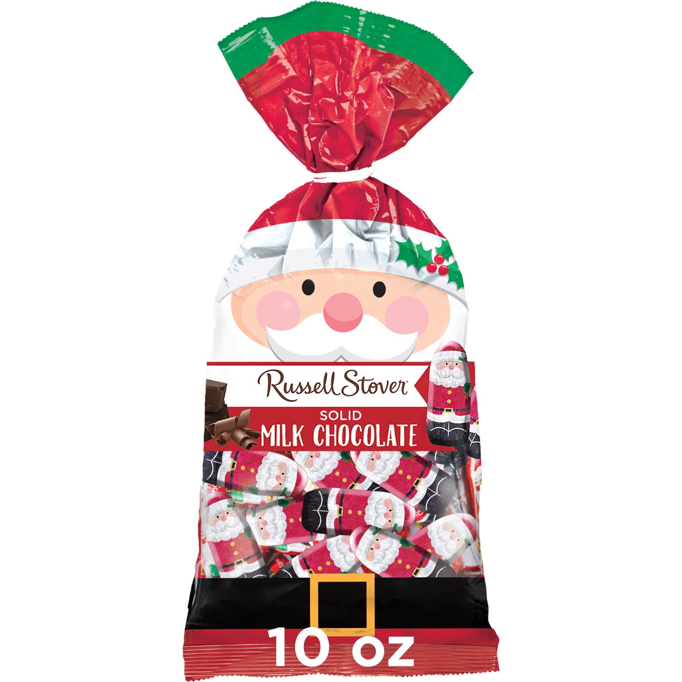 RUSSELL STOVER Milk Chocolate Santas, Xmas Stocking Stuffers, Foil