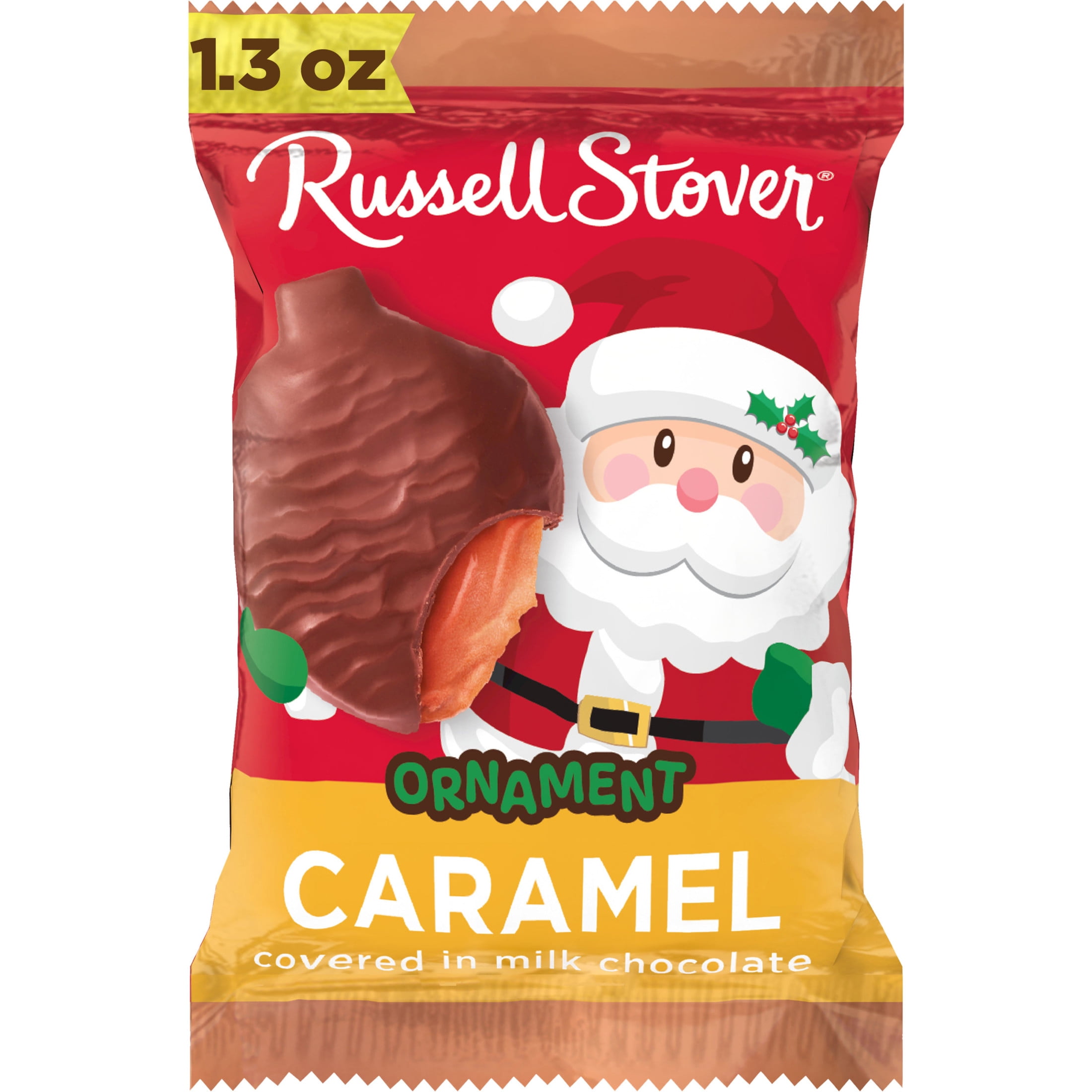 RUSSELL STOVER Christmas Milk Chocolate Caramel Ornament, 1.3 oz.