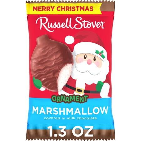 RUSSELL STOVER Milk Chocolate Marshmallow Christmas Ornament, 1.3 oz.