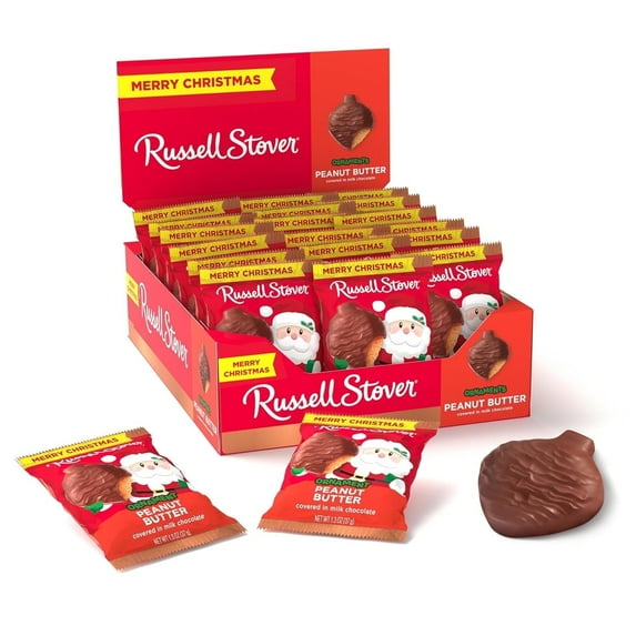 RUSSELL STOVER Christmas Milk Chocolate Peanut Butter Ornament, 1.3 oz.