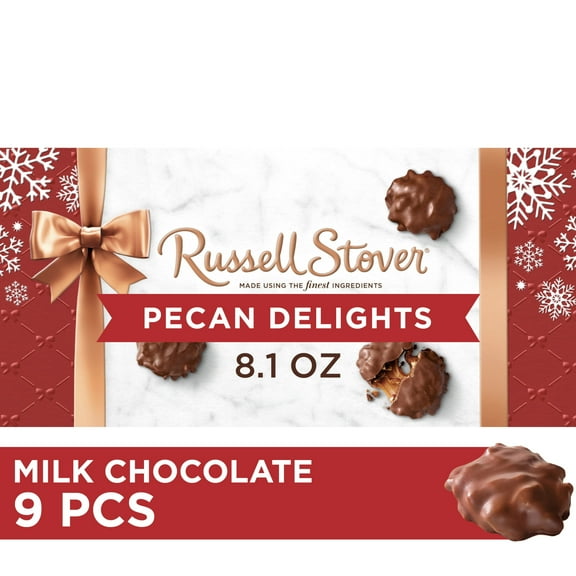 RUSSELL STOVER Christmas Milk Chocolate Pecan Delight Gift Box, 8.1 oz. (9 Pieces)