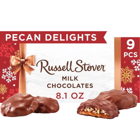 RUSSELL STOVER Christmas Milk Chocolate Pecan Delight Gift Box, 8.1 oz. (9 Pieces)