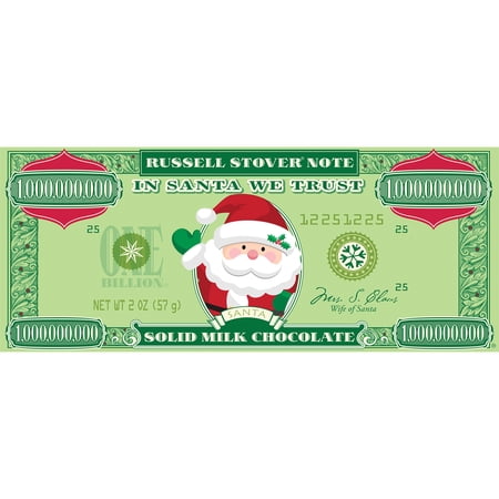 RUSSELL STOVER Christmas Santa Solid Milk Chocolate Money Bar, 2 oz.
