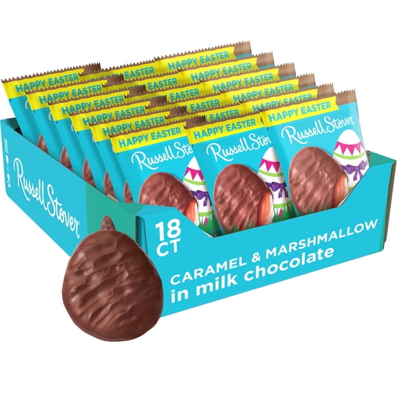 RUSSELL STOVER Easter Caramel & Marshmallow Milk Chocolate Easter Egg, 1.3 oz. (Pack of 18)