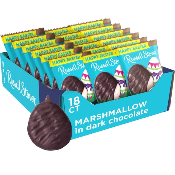 RUSSELL STOVER Easter Marshmallow Dark Chocolate Easter Egg, 1.3 oz. (Pack of 18)