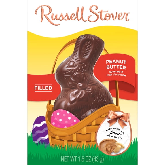 RUSSELL STOVER Easter Bunny Peanut Butter in Milk Chocolate Candy Rabbit, 1.5 oz.