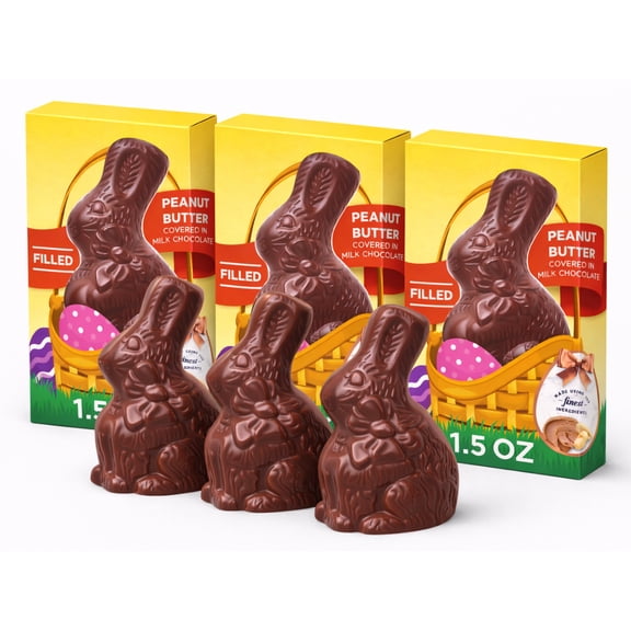RUSSELL STOVER Easter Peanut Butter Milk Chocolate Easter Bunny 3 ( 1.5 oz) Boxes