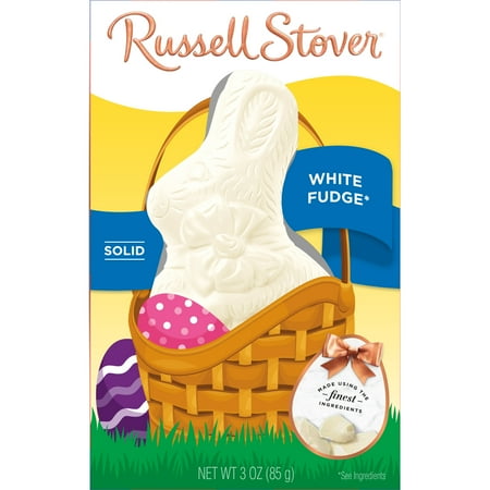 RUSSELL STOVER Easter Bunny Solid White Fudge Chocolate Candy Rabbit, 3 oz.
