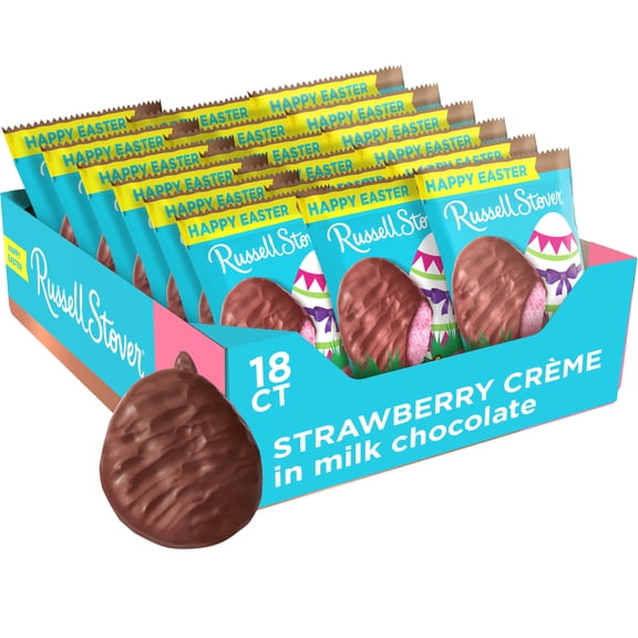 RUSSELL STOVER Easter Strawberry Crme Milk Chocolate Easter Egg, 1.3 oz. (Pack of 18)