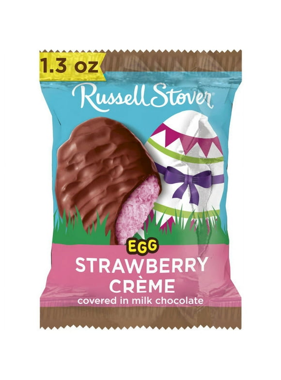 RUSSELL STOVER Easter Strawberry Crème Milk Chocolate Easter Egg, 1.3 oz. (Pack of 18)
