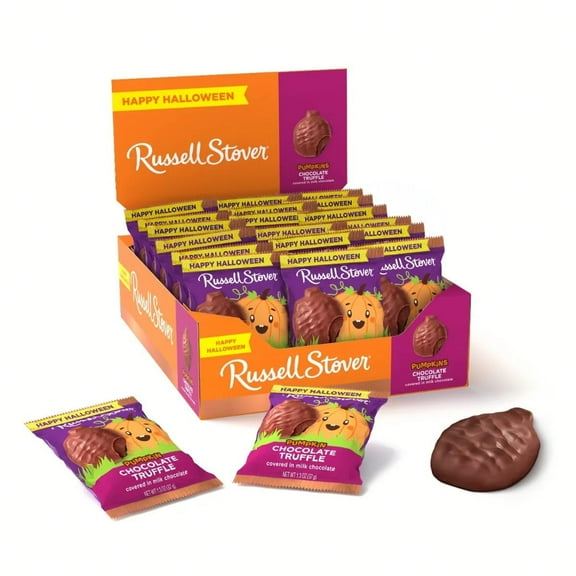 RUSSELL STOVER Halloween Milk Chocolate Chocolate Truffle Pumpkin, 1.3 oz. (Pack of 18)