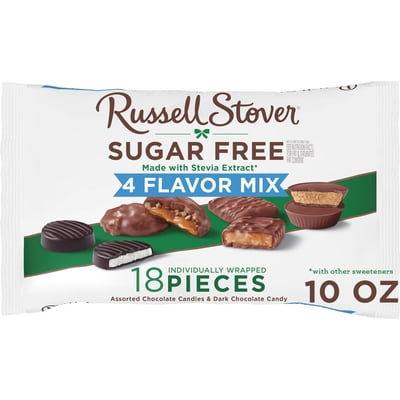 Russell Stover Sugar Free Assorted 4 Flavor Chocolate Candy Mix, 10 oz. bag ( 18 pieces)