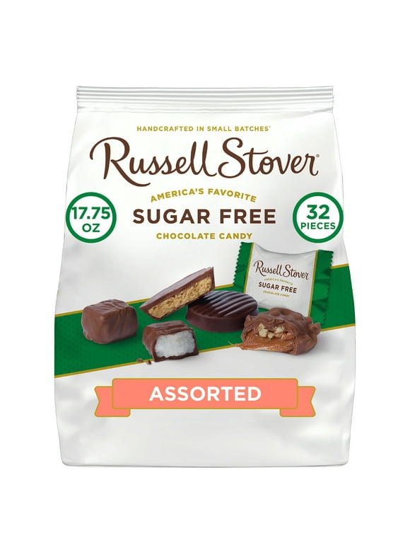 RUSSELL STOVER Sugar Free Assorted Chocolate Candy, 17.75 oz. bag (≈ 32 pieces)