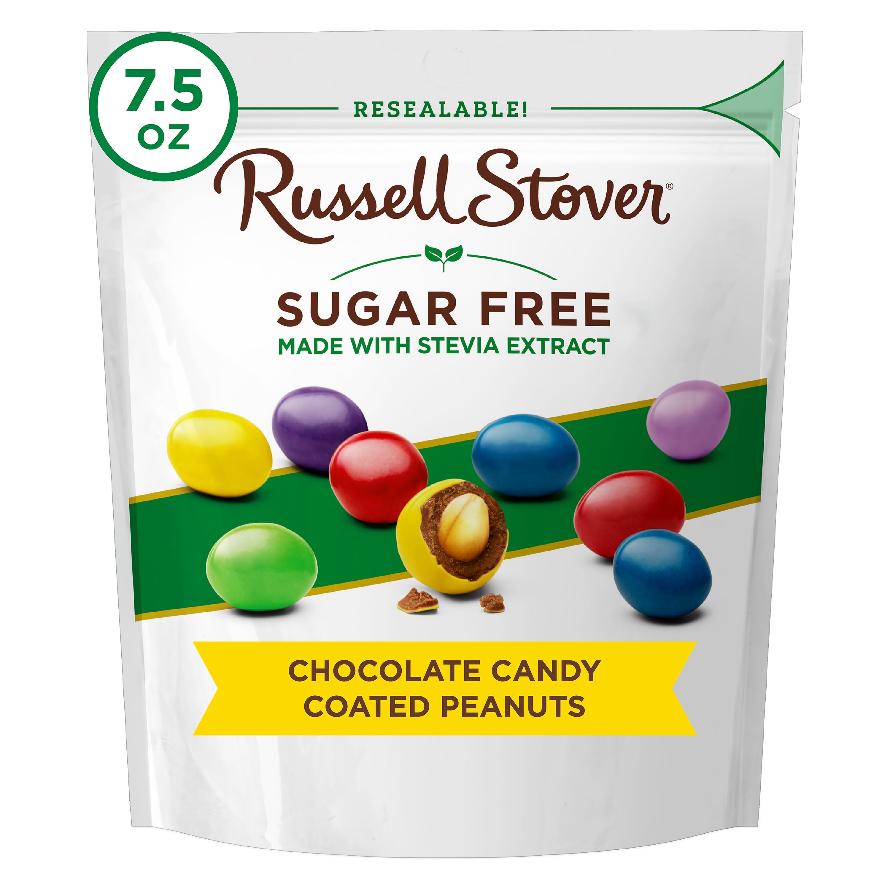 RUSSELL STOVER Sugar Free Chocolate Candy Coated Peanuts, 7.5 oz. Bag