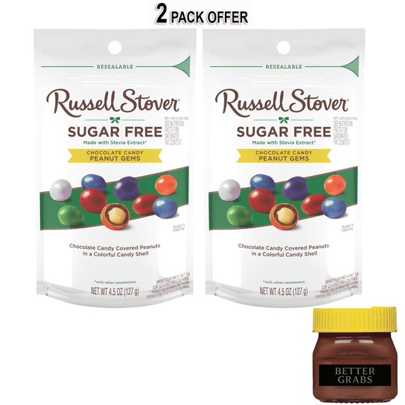 RUSSELL STOVER Sugar Free Chocolate Candy Peanut Gems, 4.5 oz