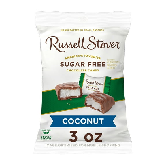 RUSSELL STOVER Sugar Free Coconut Chocolate Candy, 3 oz. bag ( 6 pieces)